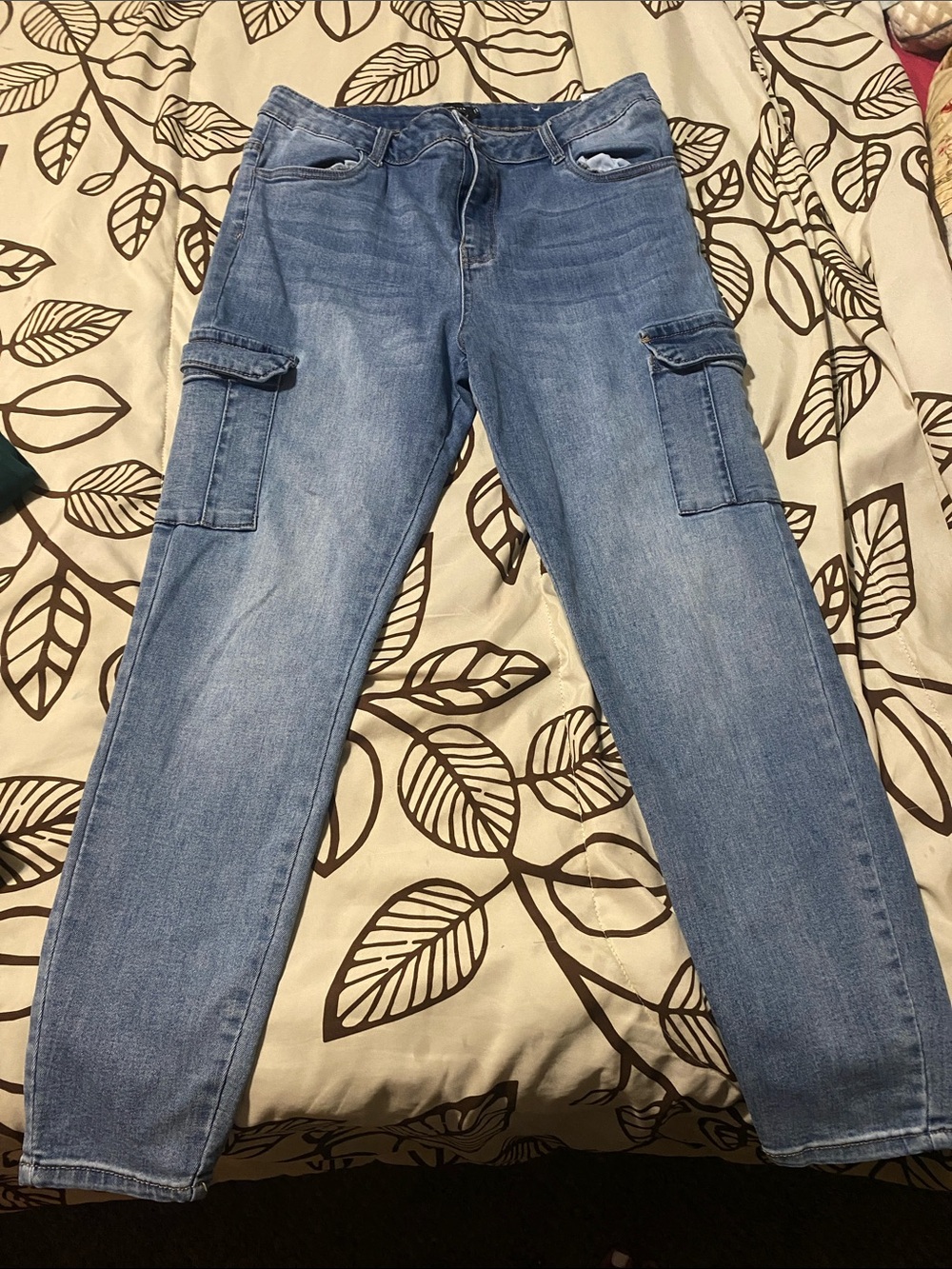 refuge Light Wash Cargo Boyfriend Jeans